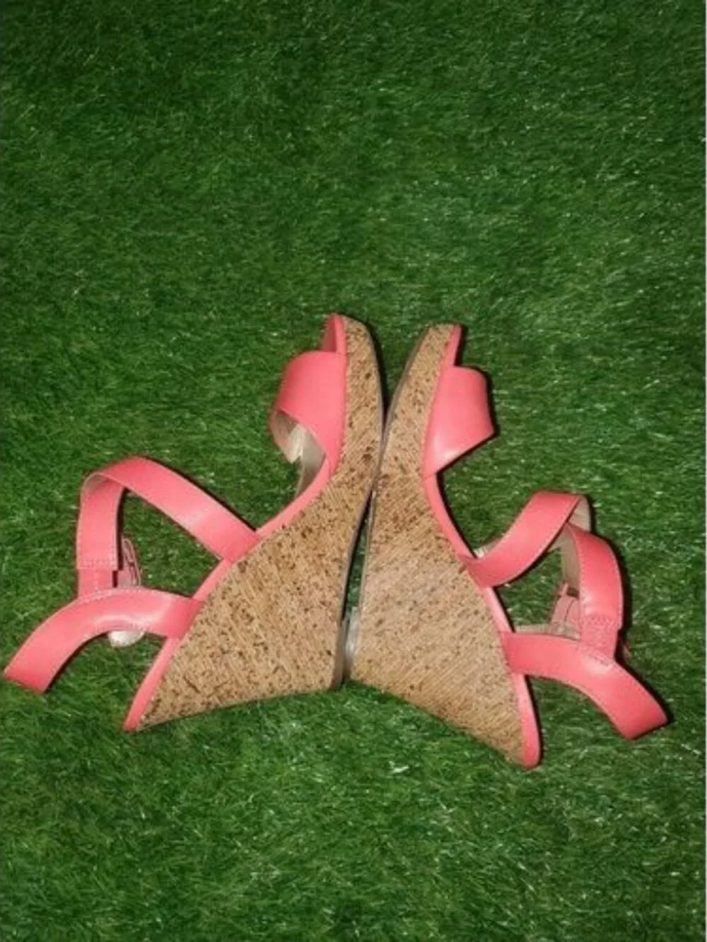 Style & Co, Allexus Open Toe Synthetic Wedge Heel, Coral, Women's Size 7 M